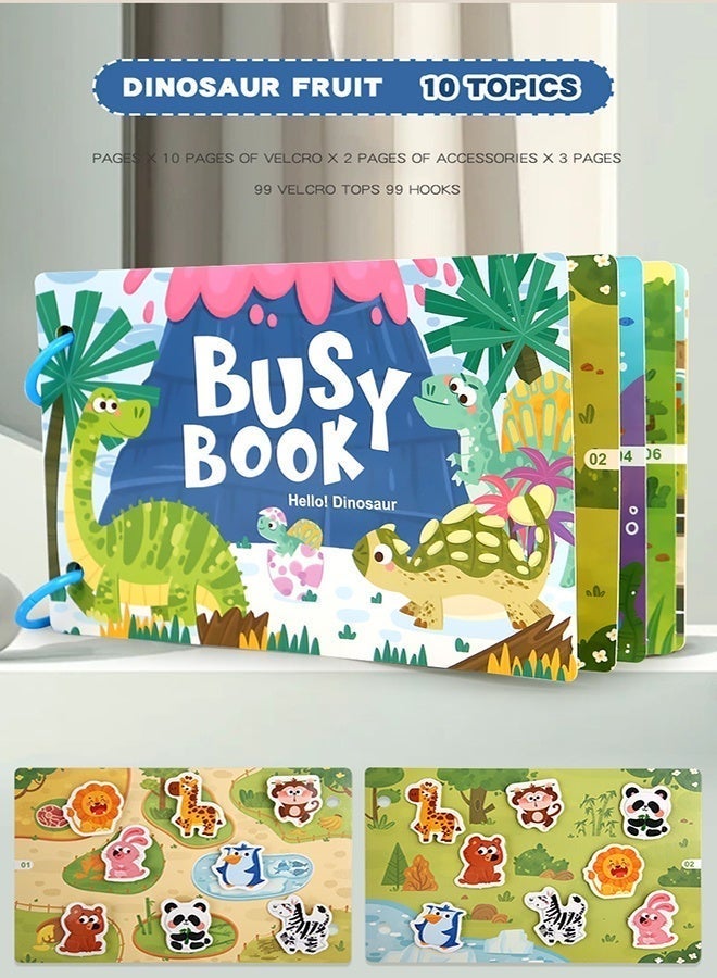 MTL Montessori Busy Book for Babies – Early Learning Quiet Book Educational Matching Toy for Kids (Dinosaur) - Image 3